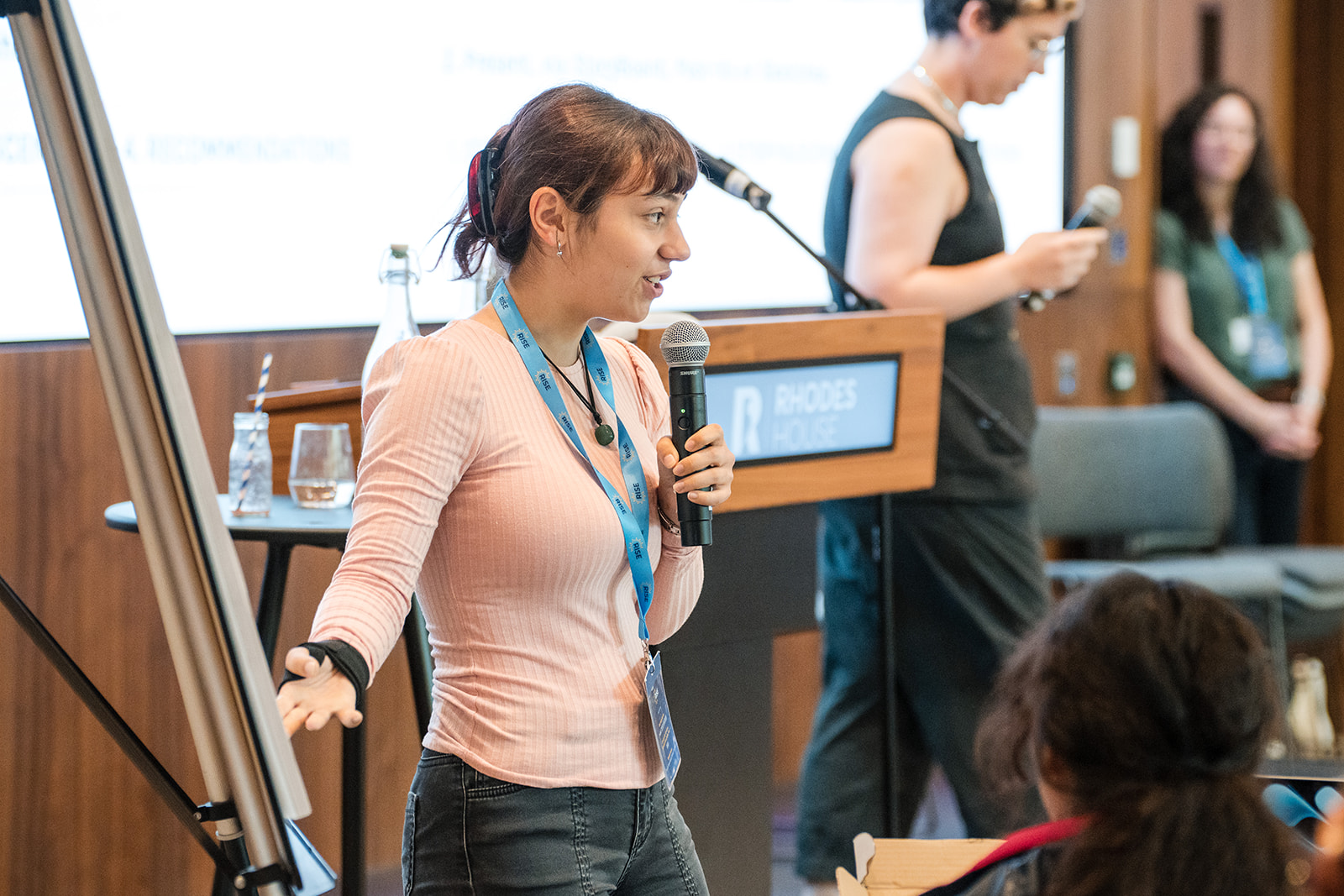 Marika in conversation at an event